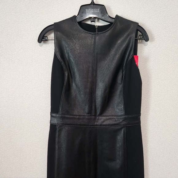 SPANX Leather Like Combo Sheath Dress Faux Leather Xsmall Black - Picture 6 of 12